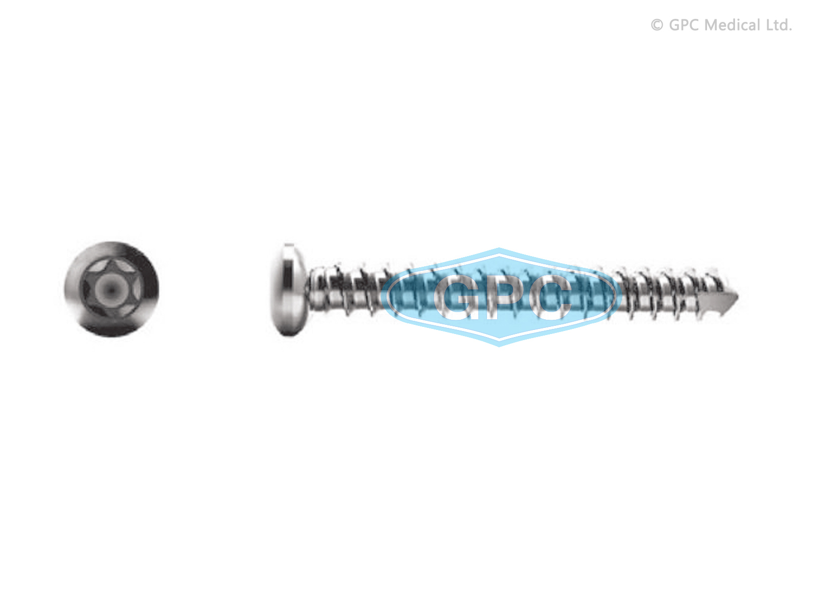 Self-Tapping Cortex Screw 2.4 mm, Stardrive,Titanium